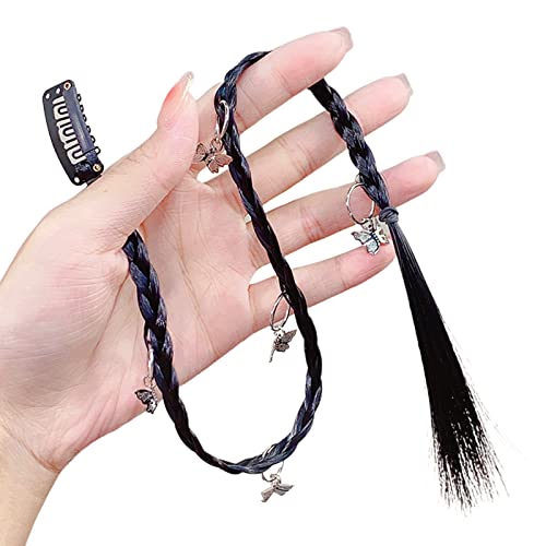 Schwarze Zöpfe Haarverlängerungen Mit Clip Geflochtenes Langes Haarteil Modischer Y2K Haarschmuck Für Frauen Und Mädchen 20 Zoll Baby Zöpfe Clip In Zopf Haarverlängerungen von LIGSLN