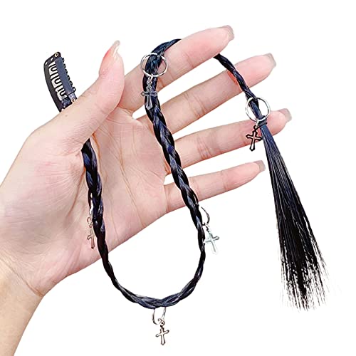 Schwarze Zöpfe Haarverlängerungen Mit Clip Geflochtenes Langes Haarteil Modischer Y2K Haarschmuck Für Frauen Und Mädchen 20 Zoll Baby Zöpfe Clip In Zopf Haarverlängerungen von LIGSLN