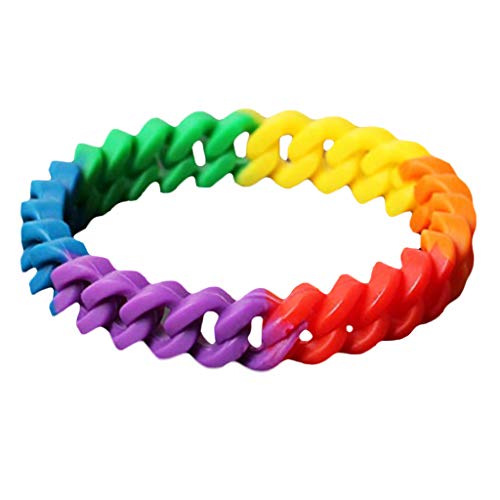 Sportarmband mit Regenbogen-Buchstaben, sechsfarbiges Silikon-Gummi-Armband von LIGSLN