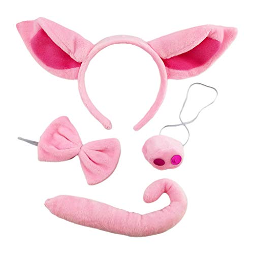 Weiches Schweineohr-Stirnband, Nasenschwanz, Halloween-Haarband, Tier-Kopfschmuck, rosa Schweinchen-Haarreifen, Haarstyling von LIGSLN
