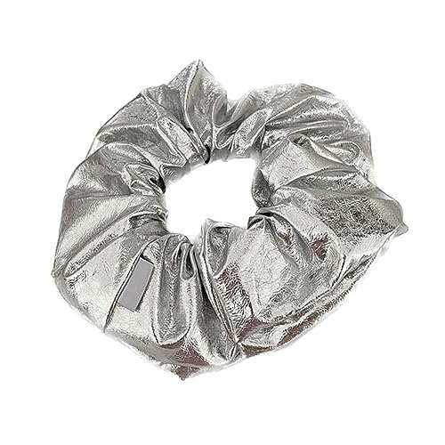 Y2K Silber Haarband HairBun Scrunchies Elastisches Haarseil Big Hair Scrunchy Mode Haarspange Damen Accessoires Haar Scrunchies Haarring Personalisierte Haarnadel Elegante Haar Accessoires von LIGSLN