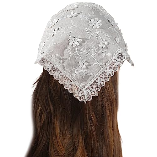 Zartes Blumenmuster Spitze Turban Hot Girl Haar Schal Sheer Stirnband für Frauen Fotoshooting Haarschmuck Spitze Stirnbänder für Frauen Breite Blumen Braut Stirnbänder für Hochzeit Spitze Floral von LIGSLN