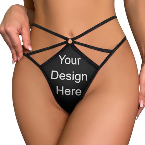 LIHAKAB Personalisierte Damen-Tangas, individuelle Bikini-Tangas mit T-Rücken für Frauen, personalisierter Slip, entwerfen Sie Ihre eigene Unterwäsche, Geschenke für Freundin und Ehefrau von LIHAKAB