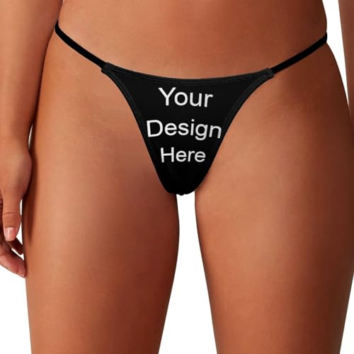 LIHAKAB Personalisierte Damen-Tangas, individuelle Bikini-Tangas mit T-Rücken für Frauen, personalisierter Slip, entwerfen Sie Ihre eigene Unterwäsche, Geschenke für Freundin und Ehefrau von LIHAKAB