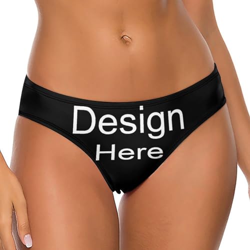 LIHAKAB Personalisierte Damen-Tangas, individuelle Bikini-Tangas mit T-Rücken für Frauen, personalisierter Slip, entwerfen Sie Ihre eigene Unterwäsche, Geschenke für Freundin und Ehefrau von LIHAKAB