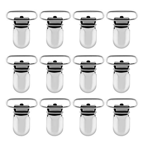 LIHAO 12x Schnuller Clips Metall Schnullerketten Baby Clip Ersatz für Hosenträger 25mm von LIHAO