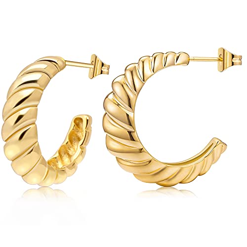 LIHELEI Damen Gold Creolen Ohrringe, 14k Vergoldet Twist Hoop Earring Ohrringe für mädchen - Gold von LIHELEI