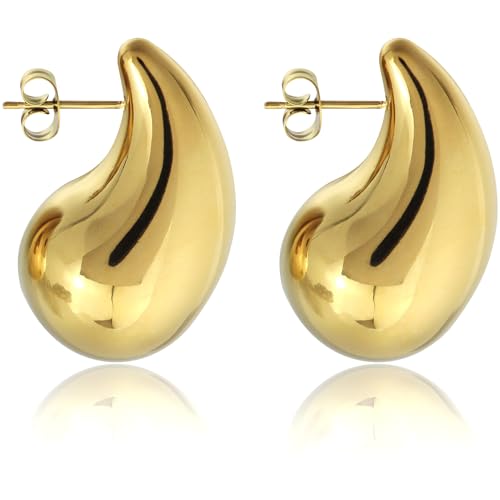 LIHELEI Dupes-Ohrringe für Damen, 18 Karat Gold Wassertropfen-Ohrringe, Hypoallergene Damen Chunky Ohrringe für Mutterschmuck und Geschenk für Frauen und Mädchen von LIHELEI