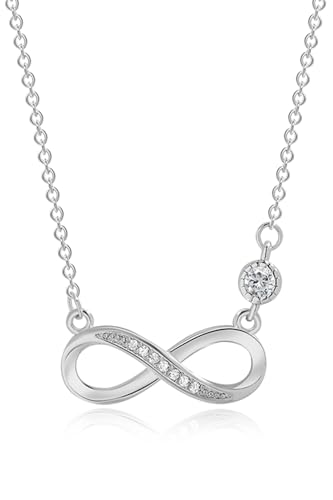 LIHELEI Halskette Damen Infinity, 925 Sterling Silber Damen Kette mit Glänzender Zirkonia, Valentinstag Weihnachten Muttertag Schmuck Geschenke für Frauen Freundin Frau Mama - Silber von LIHELEI