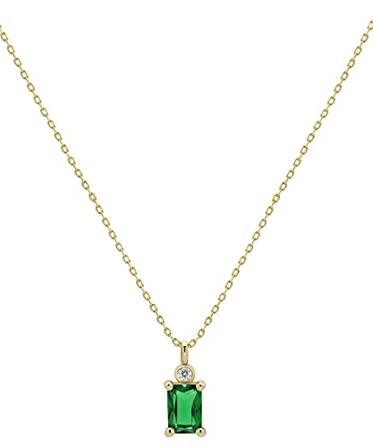 LIHELEI Halskette Damen mit Anhängern, 925 Sterling Silber Damen Smaragd Zirkonia Kette Plaettchen Silber mit Basic Kristalle, Minimalistischer Schmuck - Gold/Smaragd CZ von LIHELEI