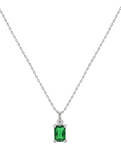 LIHELEI Halskette Damen mit Anhängern, 925 Sterling Silber Damen Smaragd Zirkonia Kette Plaettchen Silber mit Basic Kristalle, Minimalistischer Schmuck - Silber/Smaragd CZ von LIHELEI