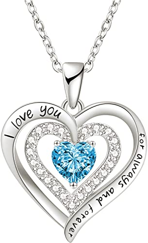 LIHELEI Kette Damen mit Forever Love Herz Geburtsstein Anhänger, S925 Silber Halskette für Frauen Schmuck, Geburtstags Geschenk für Sie, Frau Freundin Valentinstag Muttertags-Dec.Silber von LIHELEI