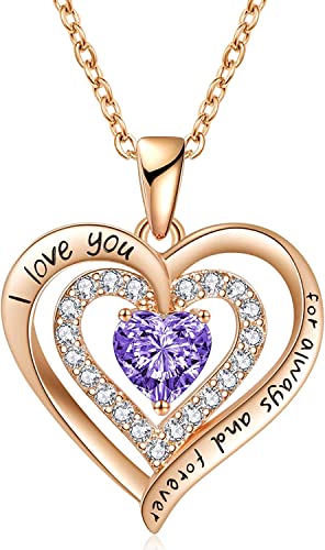 LIHELEI Kette Damen mit Forever Love Herz Geburtsstein Anhänger, S925 Silber Halskette für Frauen Schmuck, Geburtstags Geschenk für Sie, Frau Freundin Valentinstag Muttertags-Feb.Rosegold LIHELEI Kette Damen mit Forever Love Herz Geburtsstein Anhänger, S925 Silber Halskette für Frauen Schmuck, Geburtstags Geschenk für Sie, Frau Freundin Valentinstag Muttertags-Feb.Rosegold von LIHELEI