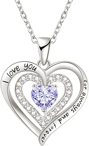 LIHELEI Kette Damen mit Forever Love Herz Geburtsstein Anhänger, S925 Silber Halskette für Frauen Schmuck, Geburtstags Geschenk für Sie, Frau Freundin Valentinstag Muttertags-June.Silber von LIHELEI