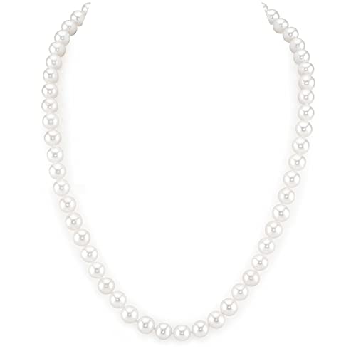 LIHELEI Perlenkette, 6mm Pearl Necklace, Lange Kette Perlenkette für Frauen, Silber Imitation Perle Halskette, Pearl Orb Choker, Perlenkette Damen Perlenkette Herren - 60cm von LIHELEI