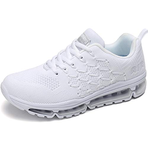 snugnap Laufschuhe Herren Damen Sportschuhe Air Turnschuhe Sneaker Joggingschuhe Leicht Hallenschuhe Straßenlaufschuhe Fitness Tennis Schuhe White 42EU von snugnap