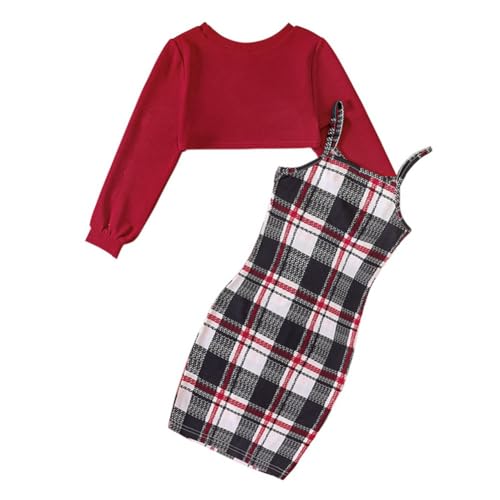 Mädchen 2Pcs Outfits ärmellose Bodycon Cami Kleid und lange Ärmel Tops Crop Set von LIKCAISA