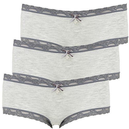 LIKE IT 3er Pack Damen Panty Slips in Geschenkbox - Nina von C. - 6016 - Modal mit Spitze (M, Anthrazit) von LIKE IT