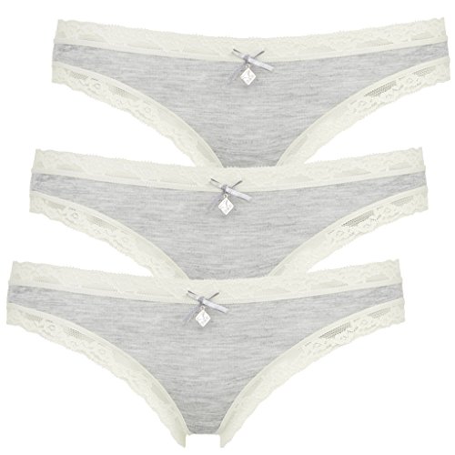 LIKE IT 3er Pack - Minislip Geschenkbox Damen - Nina von C 6016 - Modal mit Spitze (L, Ivory) von LIKE IT