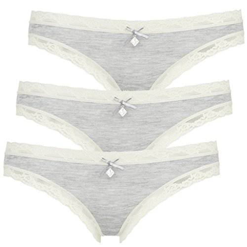 LIKE IT 3er Pack - Minislip Geschenkbox Damen - Nina von C 6016 - Modal mit Spitze (M, Ivory) von LIKE IT