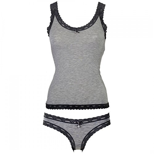 LIKE IT Damen Minislip Slip und Shirt Set mit Spitze abgesetzt Farbwahl, Grösse:L - 40;Präzise Farbe:Design 1 von LIKE IT