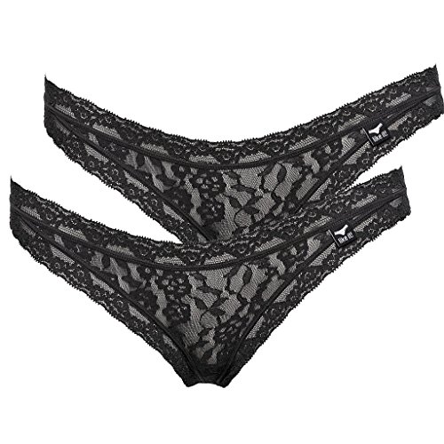 LIKE IT Nina von C 6005 - Spitzen String - 2er-Pack (L, Schwarz) von LIKE IT