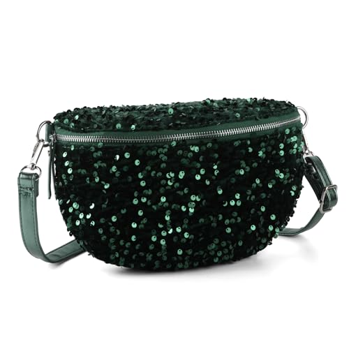 LIKEBAG Glitzernde Pailletten-Bauchtasche mit verstellbarem Riemen, für Damen und Mädchen, Unisex, Grün , Umhängetasche von LIKEBAG