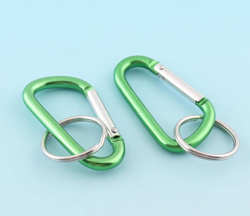 48 25mm Grün Karabiner Mit Split Ringe Metall Schlüsselanhänger Graviert Cool Aluminium von LIKEBAGS