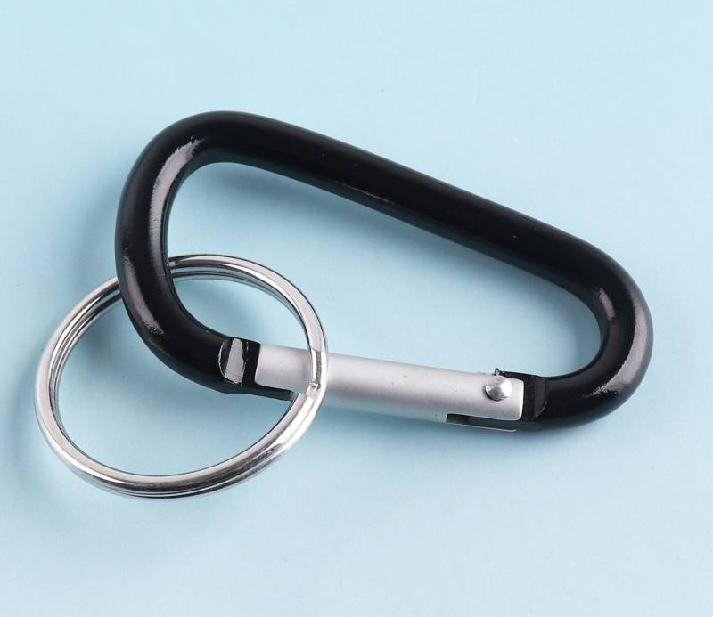 48 25mm Schwarz Karabiner Mit Schlüsselanhänger Metall Graviert Cool Aluminium von LIKEBAGS