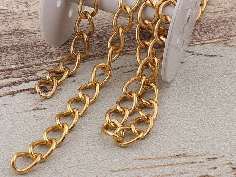 Goldene Tasche Kette Ersatz Griff 14mm Große Metall Schulter Handtasche Geldbörse Hardware von LIKEBAGS