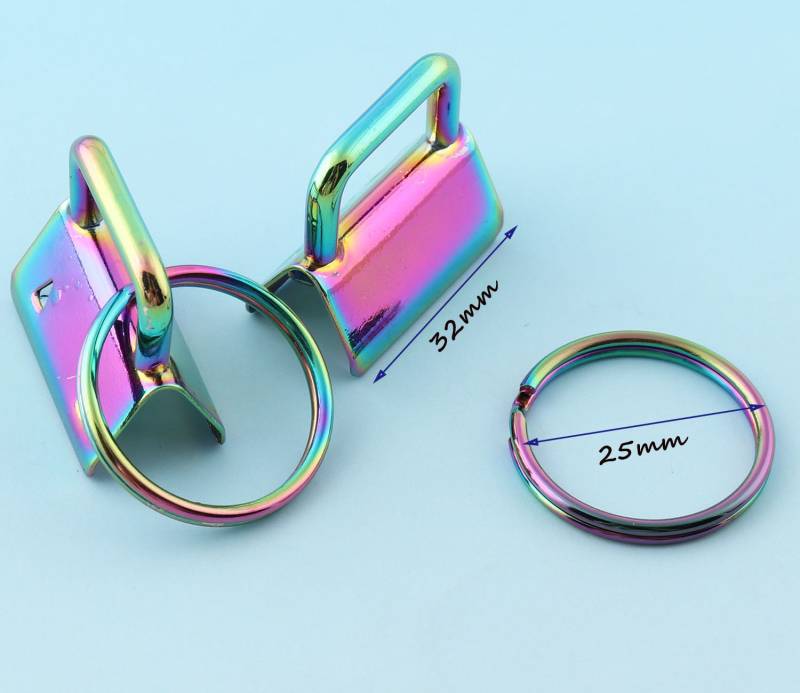 Regenbogen Schlüsselanhänger Hardware 10Pcs 32mm Schlüsselschlüssel Schlüssel Eckfeld Metall Schlüsselarmband Schlüsselband Webbing von LIKEBAGS