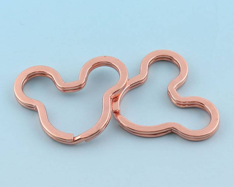 Rose Gold Maus Schlüsselanhänger 10Pcs 38mm Süße Schlüsselanhänger Ring Metall Split Für Großhandel Erkenntnisse von LIKEBAGS