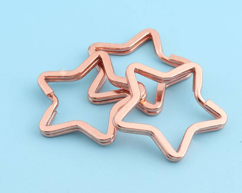 Rose Gold Stern Schlüsselanhänger 10Pcs 35mm Große Ring Metall Split Für Großhandel Erkenntnisse von LIKEBAGS