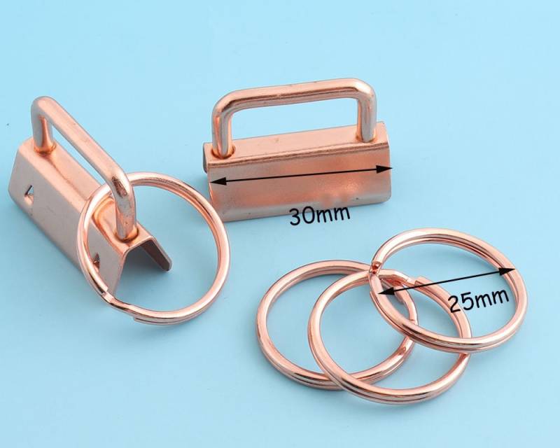 Schlüsselanhänger Hardware 50Sets 1 1/4"(30mm Rose Gold Schlüssel Schlüsseln Metall Schlüsselarmband von LIKEBAGS