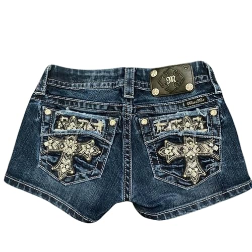LIKENDWB Shorts Damen Subgrau-Saison Trend Dreidimensional U-line Stickerei Mini Jeans Frauen Enge Frauenkleidung-blau-s von LIKENDWB
