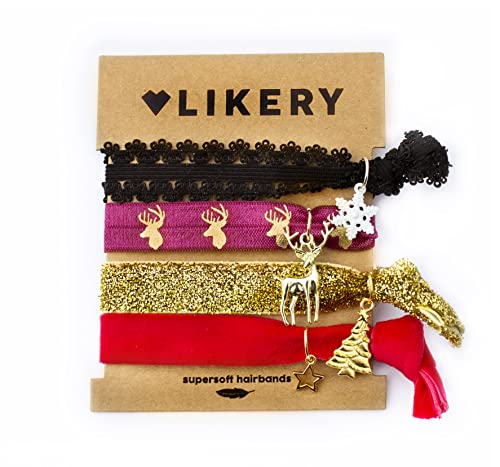 Supersofte Haargummis | weihnachtlich Armbänder | Kleinigkeit für Frauen Mädchen | Bedruckter Haargummi | Armband aus Stoff, Spitze, Samt | Schneeflocke, Hirsch, Weihnachtsbaum, Stern Supersofte Haargummis | weihnachtlich Armbänder | Kleinigkeit für Frauen Mädchen | Bedruckter Haargummi | Armband aus Stoff, Spitze, Samt | Schneeflocke, Hirsch, Weihnachtsbaum, Stern von LIKERY