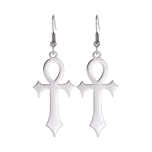 Ankh Kreuz Ohrringe für Frauen Mädchen Ancient Egyptian Kreuz Ohrring Ankh Ohrstecker Glück Amulett Schutz Edelstahl Schmuck Geschenke für Geburtstag Muttertag (s) von LIKGREAT