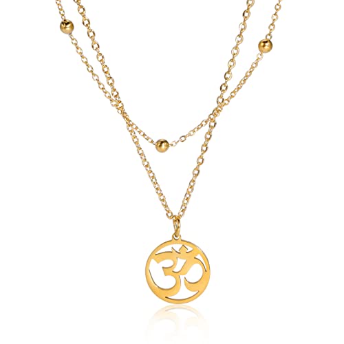 LIKGREAT Damen-Halskette, indischer Yoga-Anhänger, Om, Ohm, Sanskrit-Anhänger, Halsketten mit Hindu-Symbol, Schmuck für Frauen und Mädchen (gold) von LIKGREAT