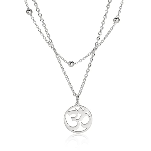 LIKGREAT Damen-Halskette, indischer Yoga-Anhänger, Om, Ohm, Sanskrit-Anhänger, Halsketten mit Hindu-Symbol, Schmuck für Frauen und Mädchen (silver) von LIKGREAT