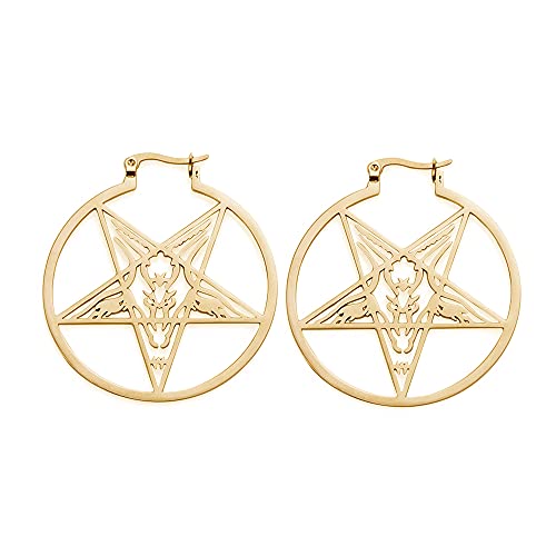 Große Pentagramm Ohrringe für Frauen Glauben Symbol Ohrschnallen Pentacle Schmuck Halloween Pagan Wiccan Cosplay Zubehör (Goldton-Stil 1) von LIKGREAT