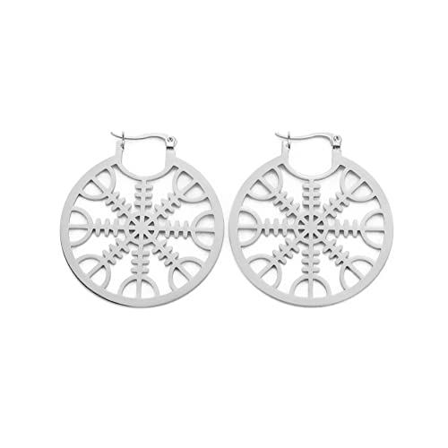 Halloween Ohrringe Fledermaus Spinne Schlange Teufel Pentagramm Mystical Hoop Earrings Ohrstecker Halloween Ohrgehänge Dekorationen Halloween Cosplay Kostüme (Wikinger Vegvisir Kompass-S) von LIKGREAT