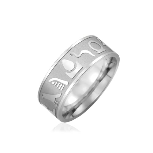 LIKGREAT Ägyptischer Symbol Ring für Männer und Frauen Auge des Horus Religiöser Ring Leichter Edelstahl Ring Antiker Totem Talisman Ring Amulett-Schutz-Schmuck Größe 7-13 (Sliber, Durchmesser 20mm) von LIKGREAT
