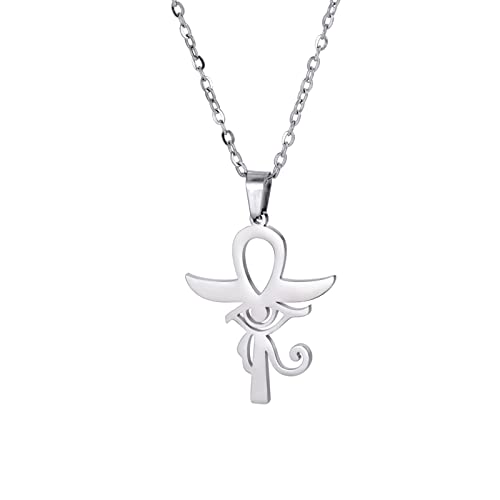 LIKGREAT Ankh Halskette Antike Ägyptische Kreuz Anhänger Halsketten Ägypten Ankh Auge des Horus Charm Glück Amulett Schutz Edelstahl Schmuck für Männer Frauen (s-1) von LIKGREAT