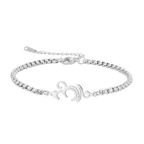 LIKGREAT Aum Om Armband Sanskrit Hindu Symbol Armband Spirituelle Harmonie Amulett für Meditation Yoga Edelstahl Armbänder Schmuck für Frauen (Silber) von LIKGREAT