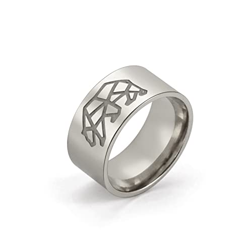 LIKGREAT Bär/Fuchs/Pfotenabdruck/Pferd Ringe Wildtier Tier Natur Band Ring Edelstahl Schmuck Geschenke für Männer Frauen Geburtstag Muttertag Jahrestag (Bär) von LIKGREAT