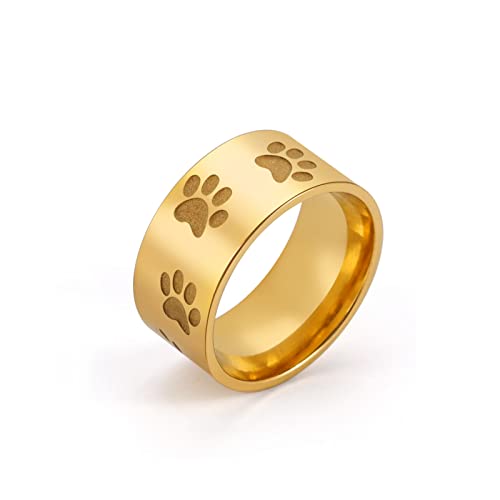 LIKGREAT Bär/Fuchs/Pfotenabdruck/Pferd Ringe Wildtier Tier Natur Band Ring Edelstahl Schmuck Geschenke für Männer Frauen Geburtstag Muttertag Jahrestag (Pfotenabdruck) von LIKGREAT