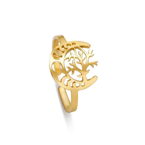 LIKGREAT Baum des Lebens Ring Stammbaum Edelstahl Verstellbaren Ring Keltischen Schutz Amulett Schmuck für Frauen (Gold) von LIKGREAT