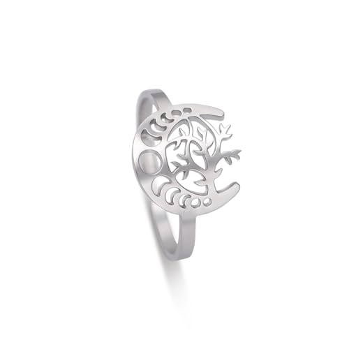 LIKGREAT Baum des Lebens Ring Stammbaum Edelstahl Verstellbaren Ring Keltischen Schutz Amulett Schmuck für Frauen (Silber) von LIKGREAT