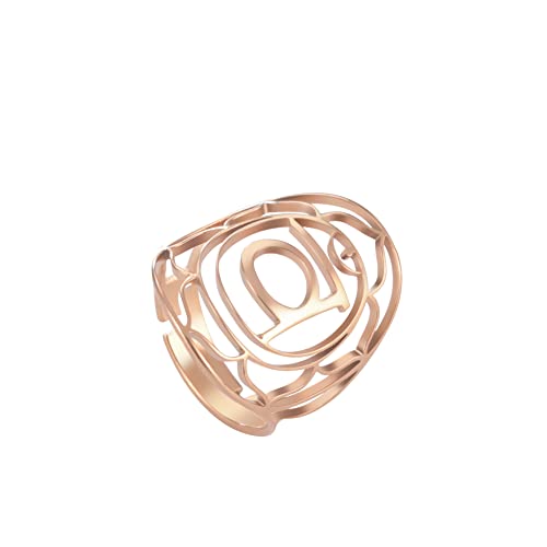 LIKGREAT Blume des Lebens Ring verstellbare filigrane Blume Ringband für Frauen große hohle Fingerringe Cosplay Party Schmuck (verstellbarer, 310, Roségold-Ton) von LIKGREAT