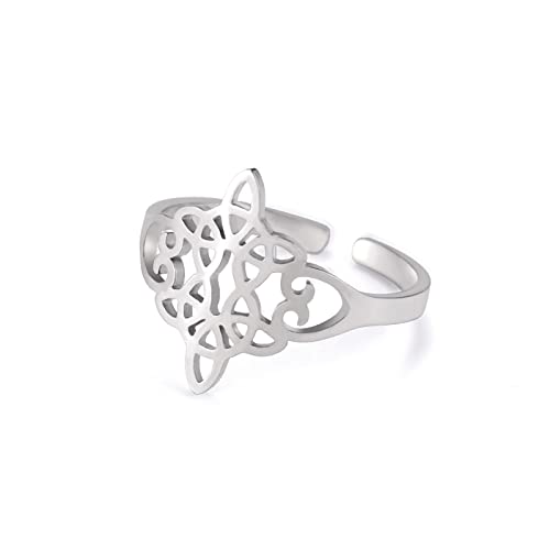 LIKGREAT Hexen Knoten Ring Keltische Knoten Ringe Hexenknoten Ring Pagan Wiccan Band Ring Glücksschutz Amulett Edelstahl Schmuck Geschenke für Frauen Mädchen (Stil 3-S) von LIKGREAT